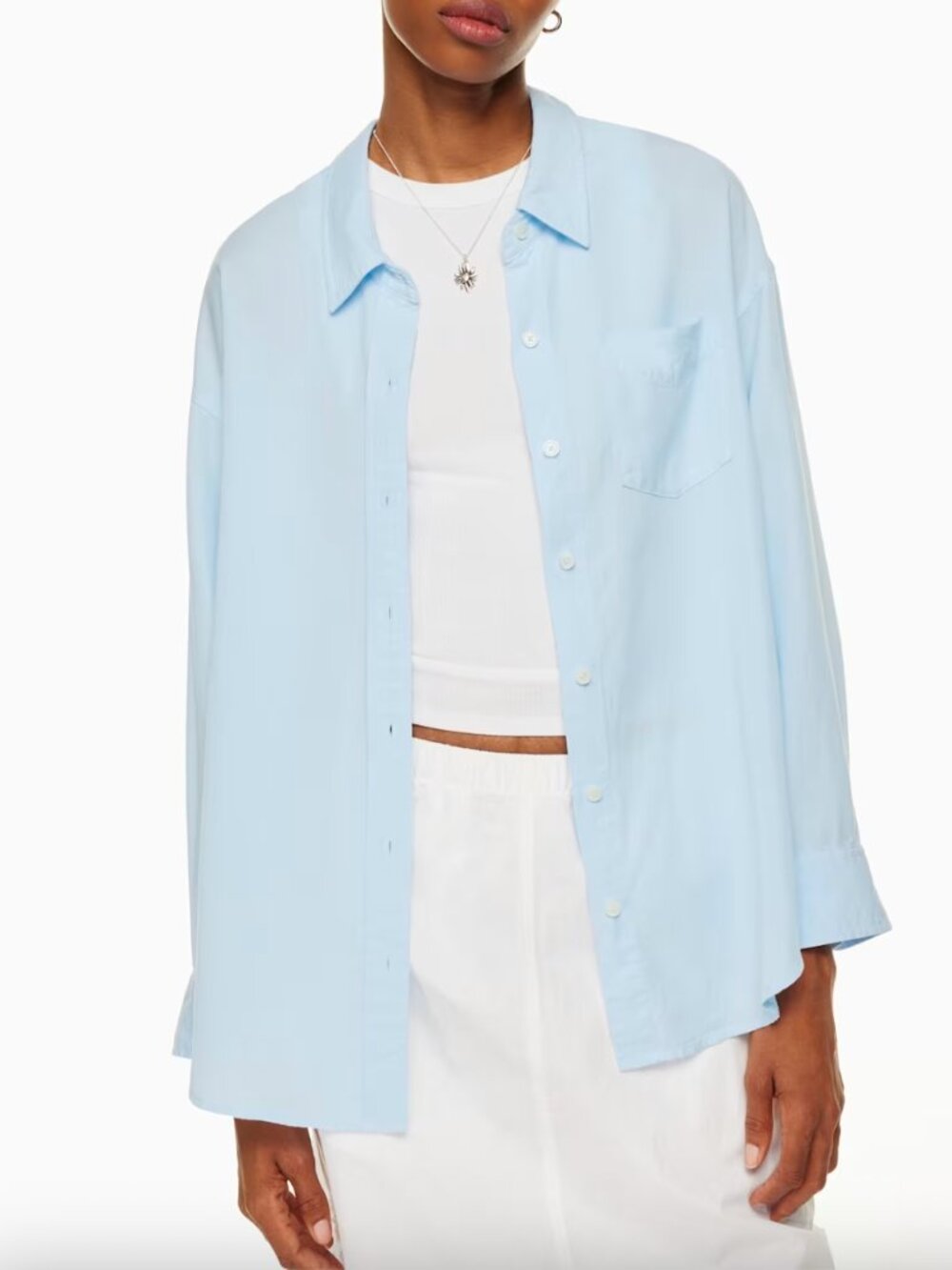Aritzia Wilfred Free Relaxed Shirt Oversized blue button-up shirt XXS